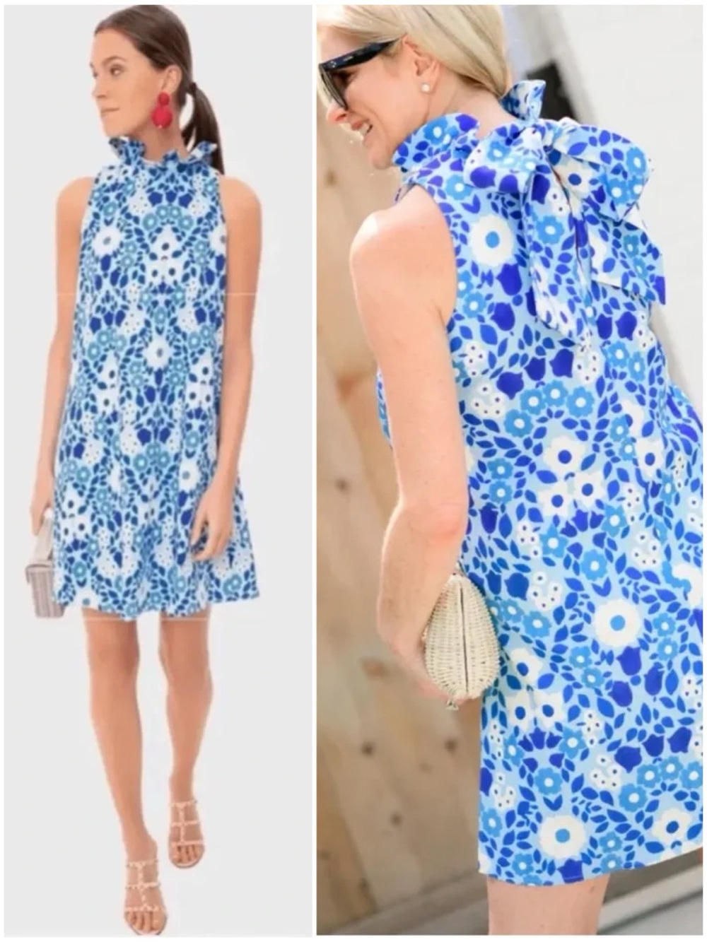 Tuckernuck Majolica Floral Blythe Dress Sleeveless Ruffle Collar Bow XL
